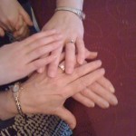 Hands of my daughter, myself, my mother and Mamaw.